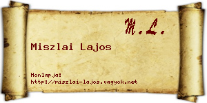 Miszlai Lajos névjegykártya